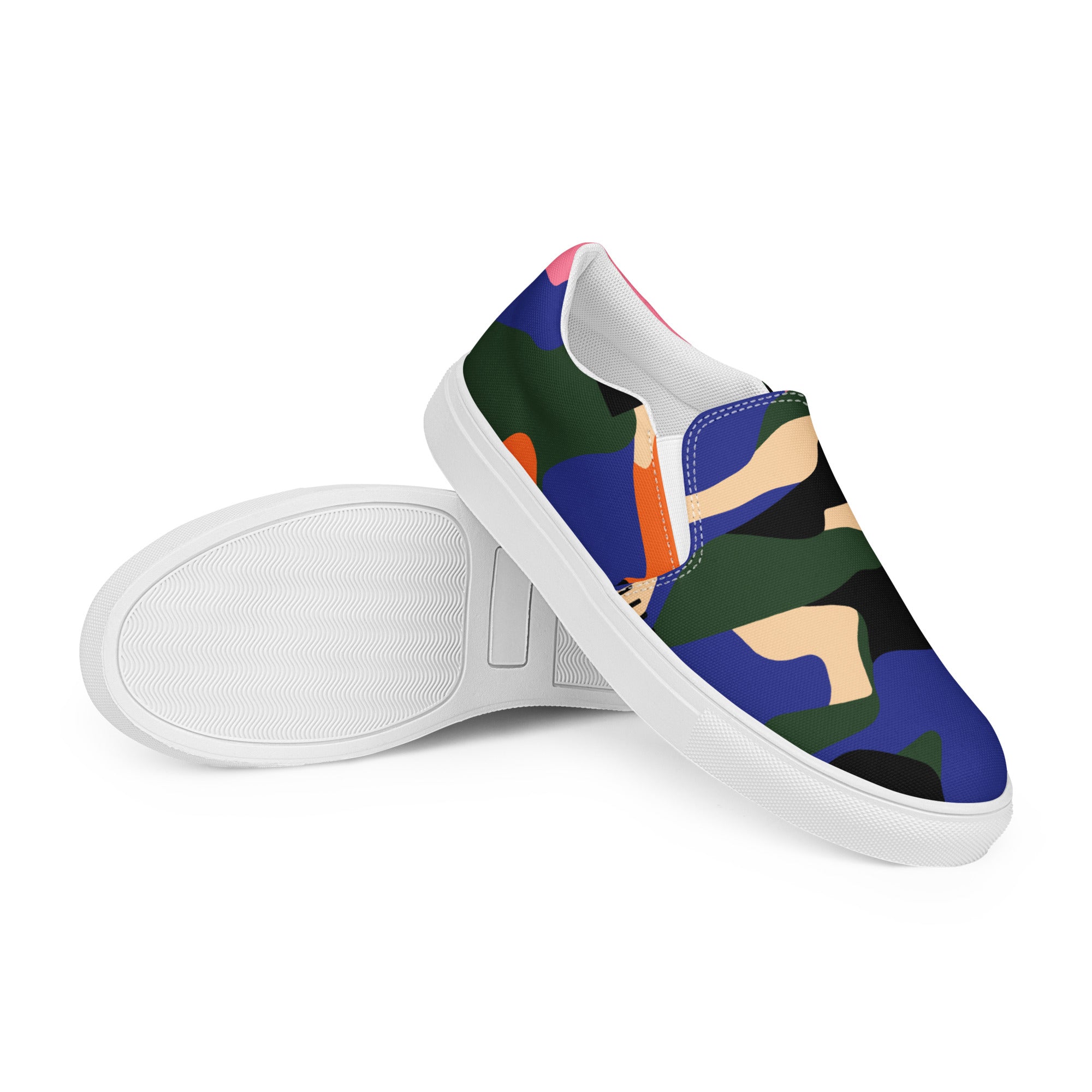 Blue green camo Men’s slip-on canvas shoes