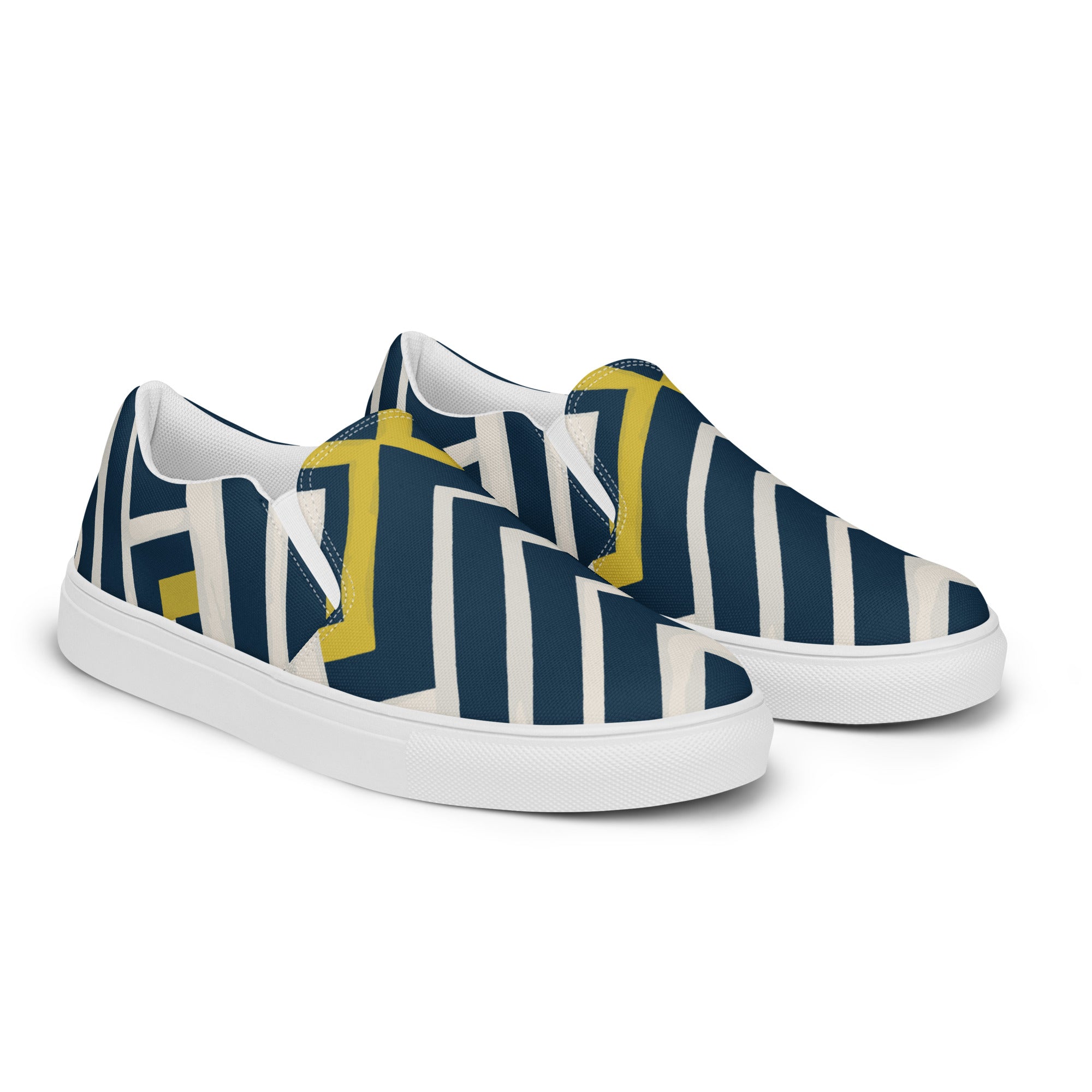 Yellow black stripes Men’s slip-on canvas shoes