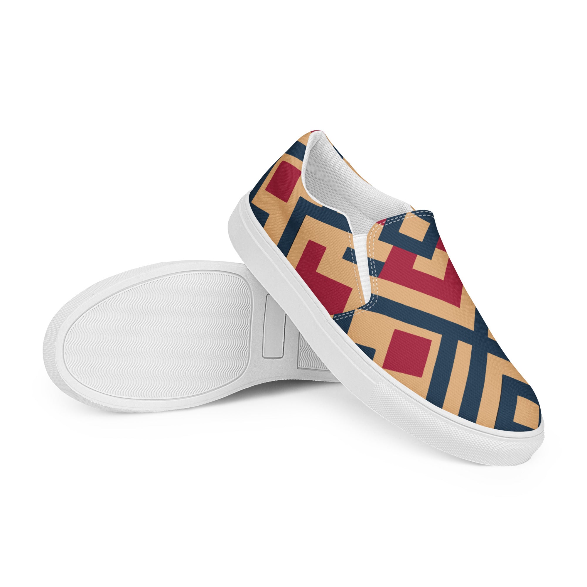 Begie red stripes Men’s slip-on canvas shoes