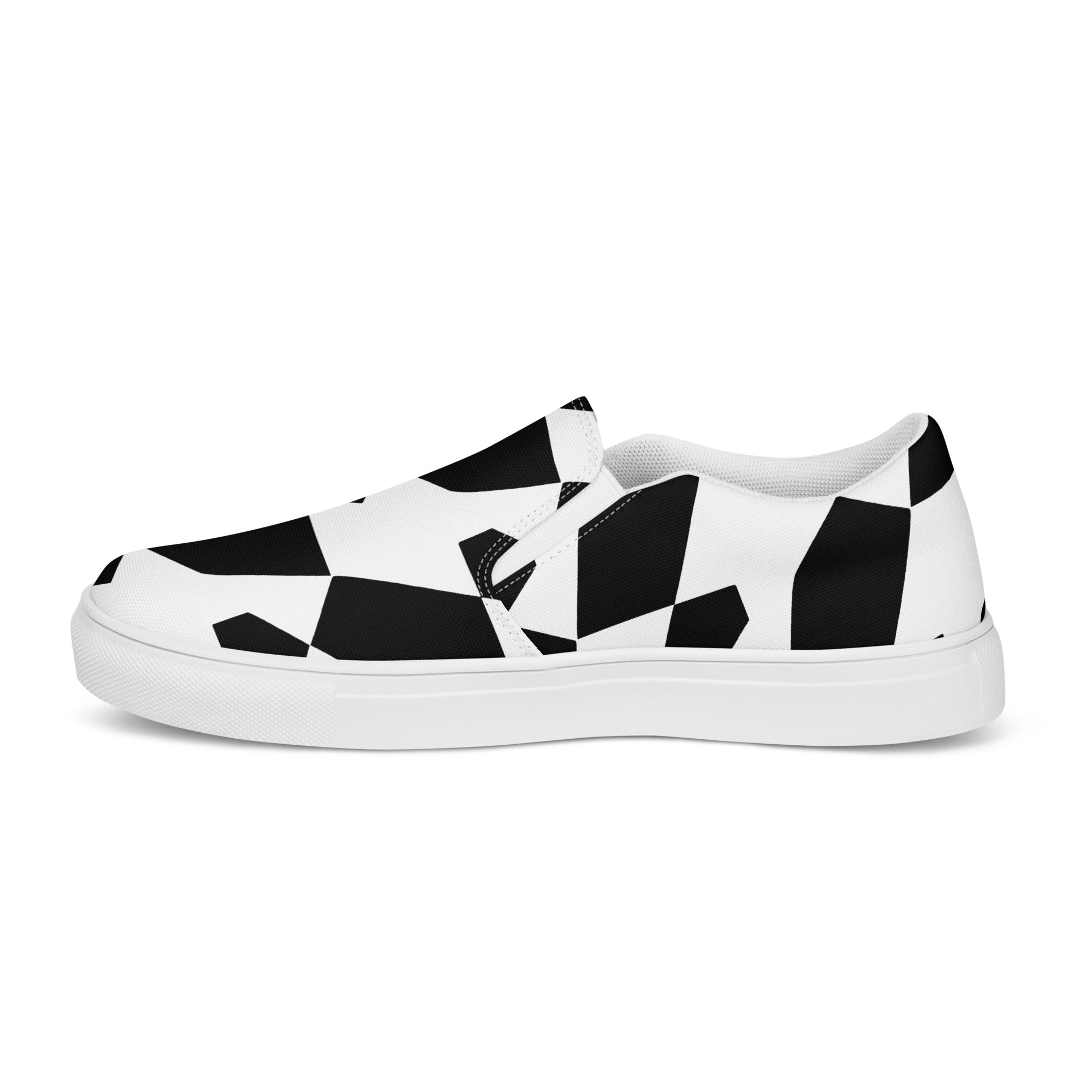 Black and White pattern Men’s slip-on canvas shoes