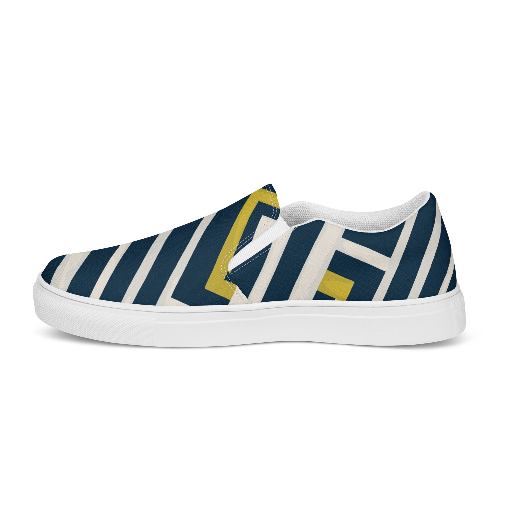 Yellow black stripes Men’s slip-on canvas shoes