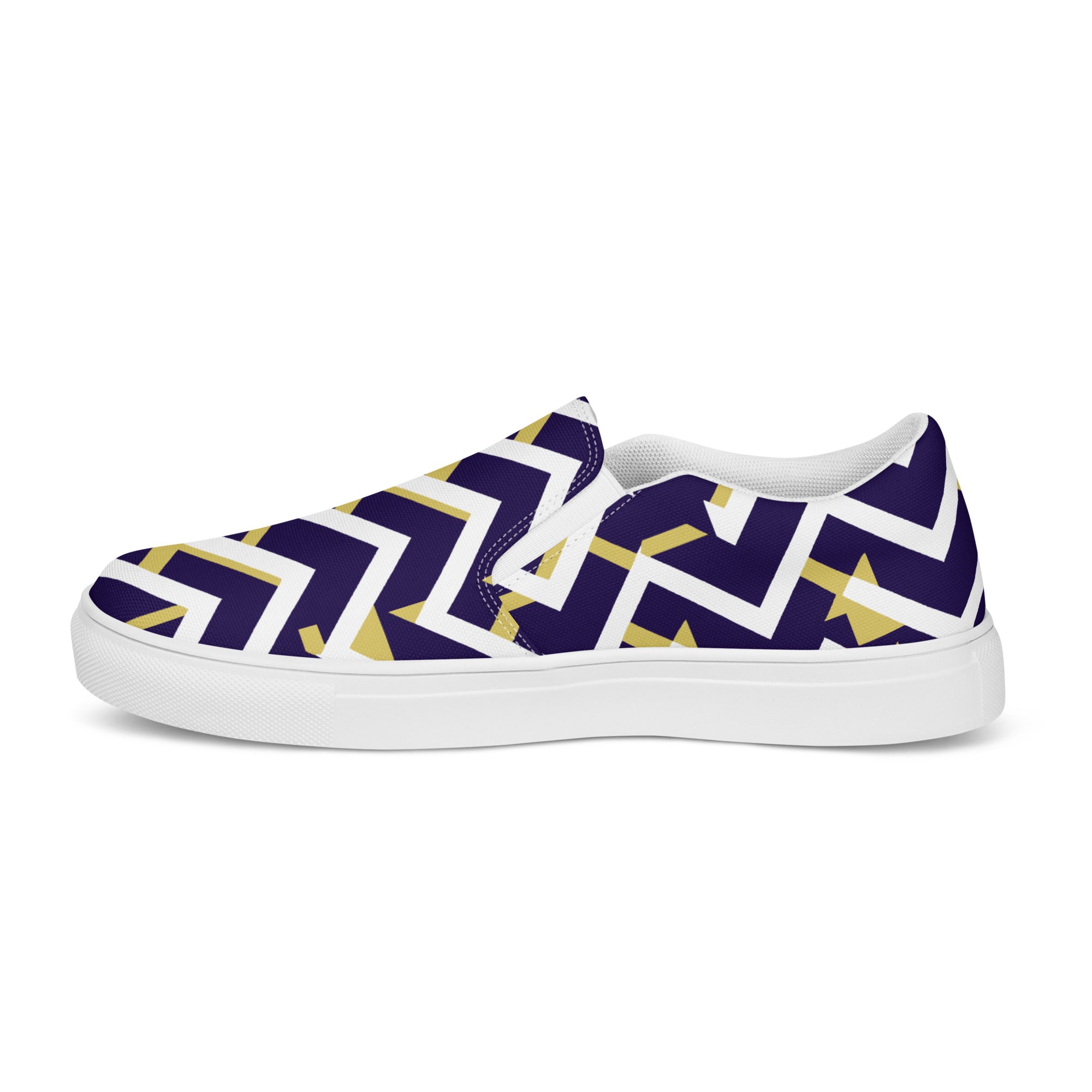 Black Yellow zigzag stripes Men’s slip-on canvas shoes