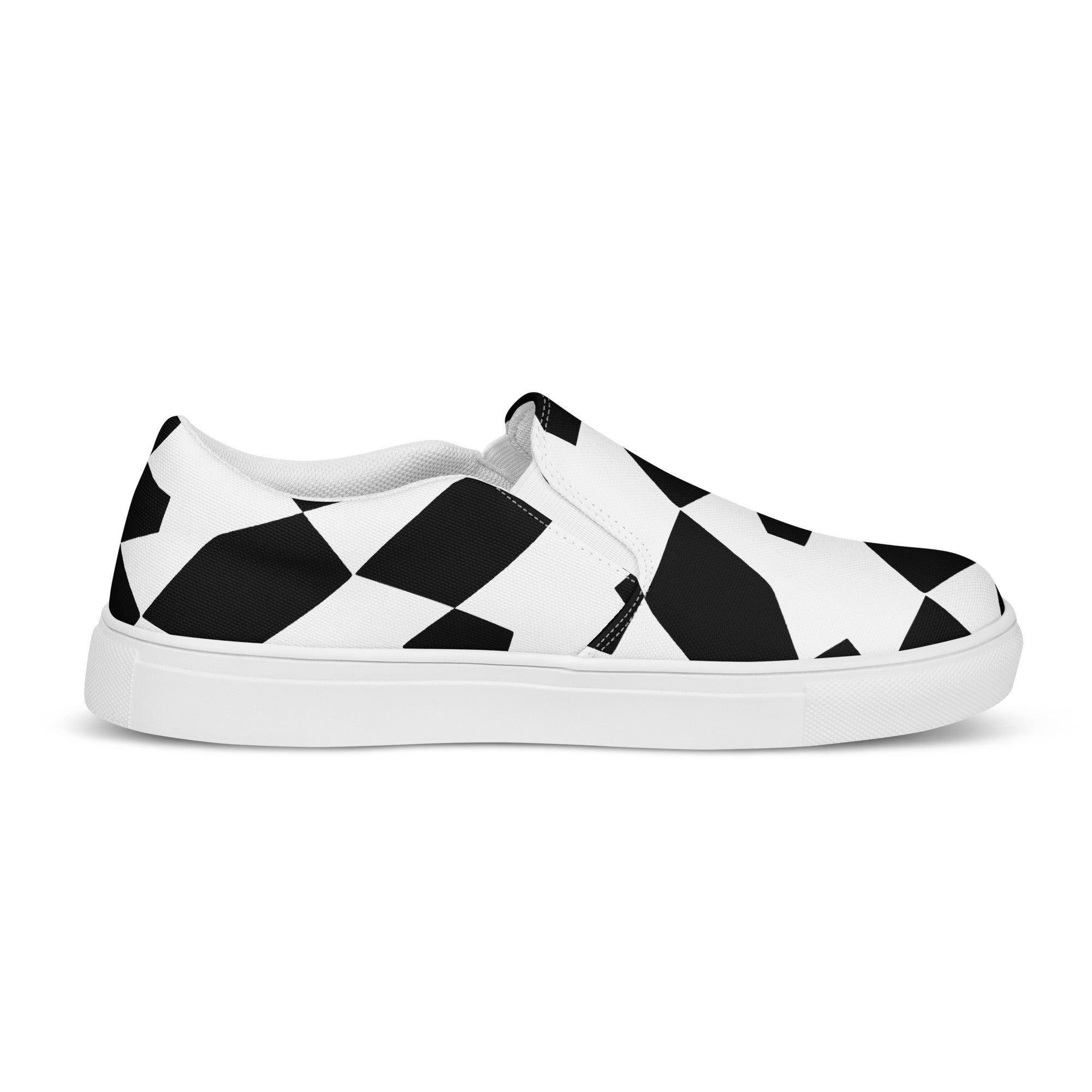 Black and White pattern Men’s slip-on canvas shoes