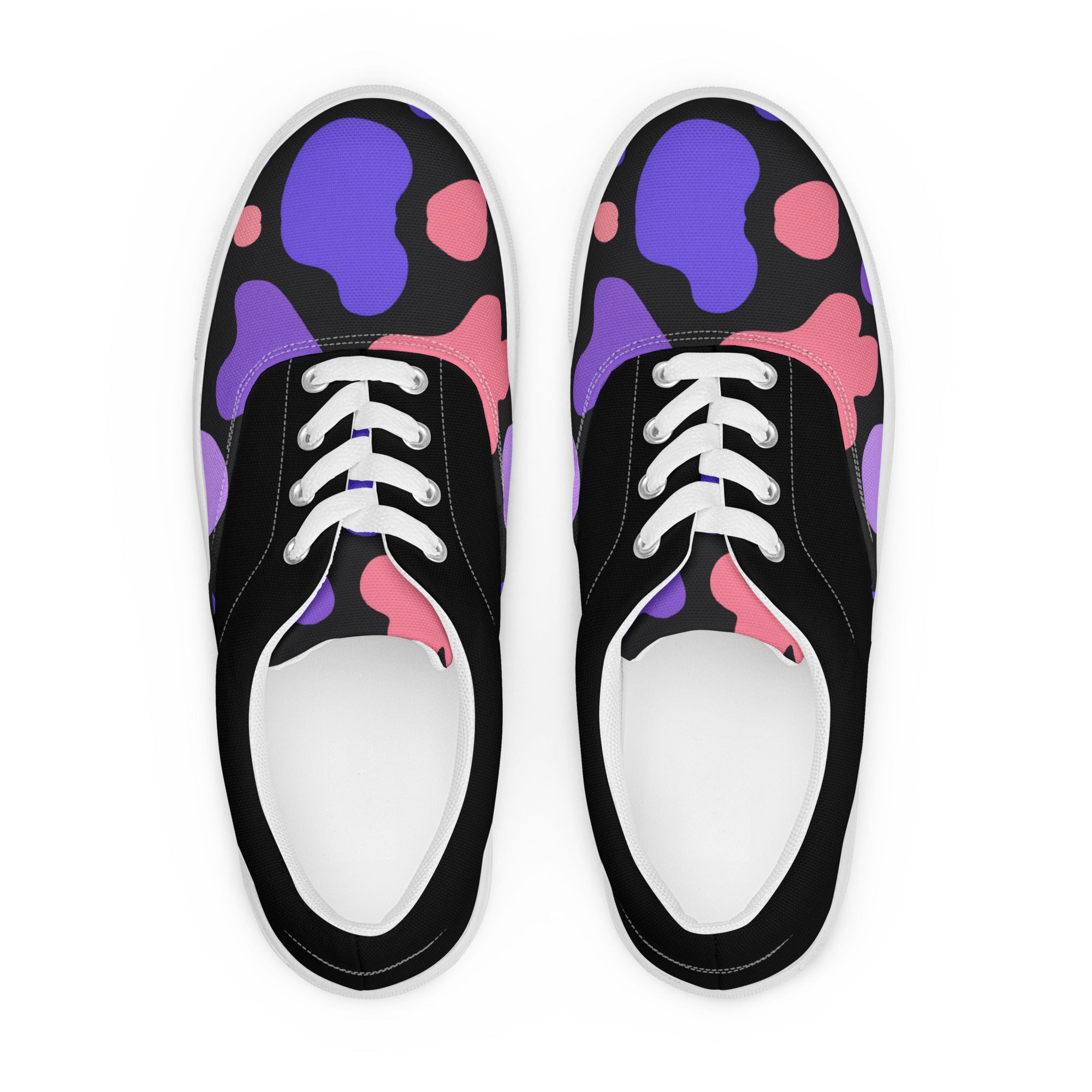 Women’s pink and purple in black lace-up canvas shoes