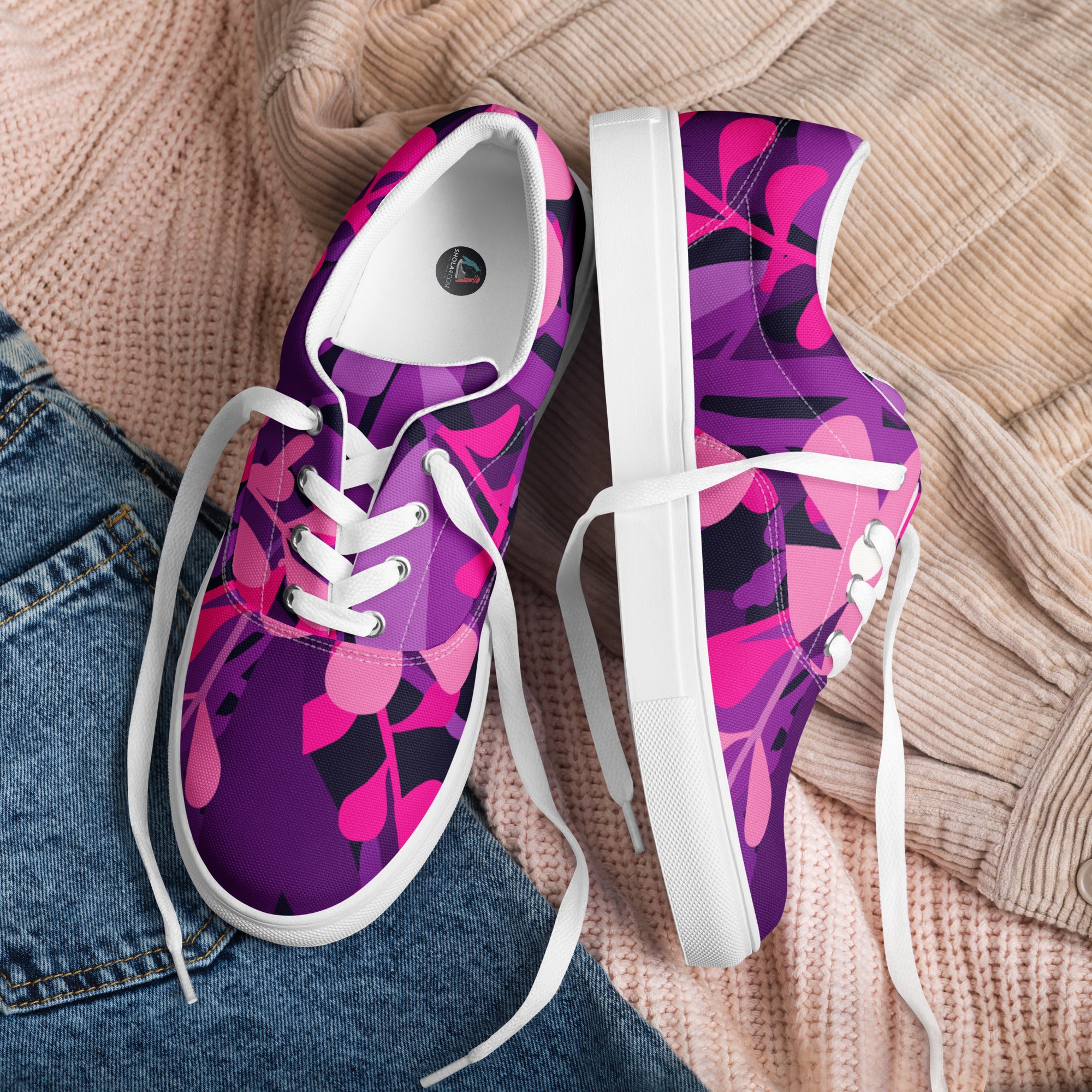 Women’s Pink and purple lace-up canvas shoes