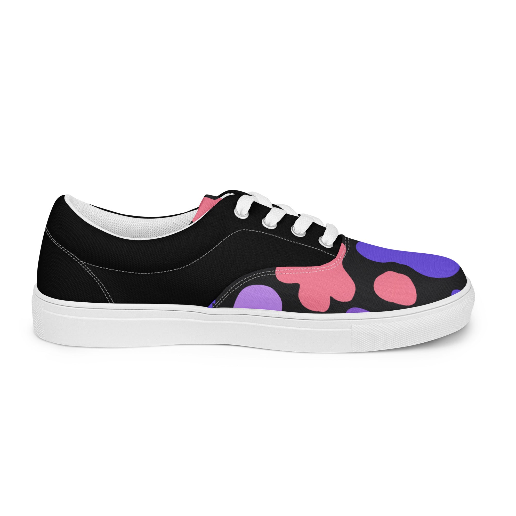 Women’s pink and purple in black lace-up canvas shoes