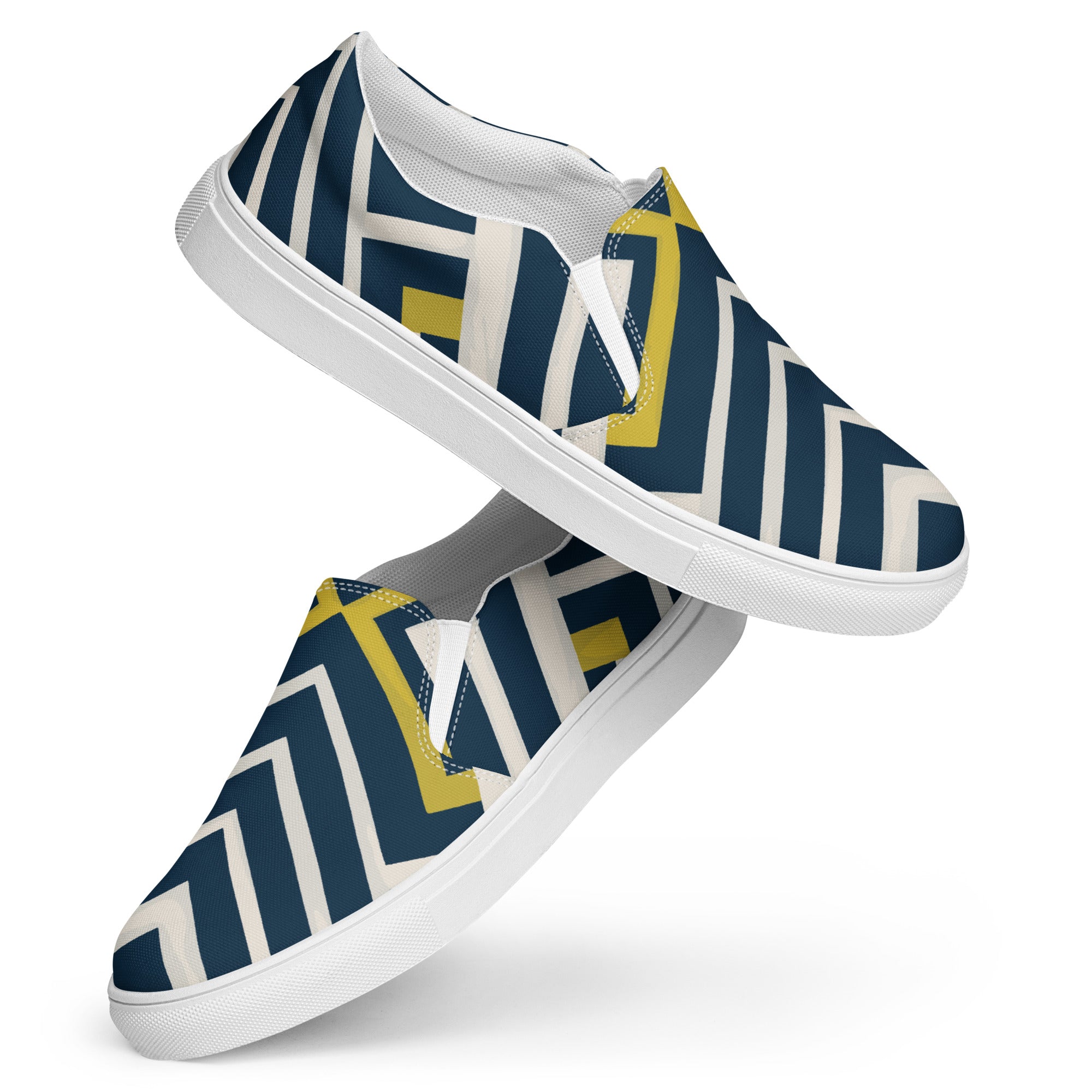 Yellow black stripes Women’s slip-on canvas shoes