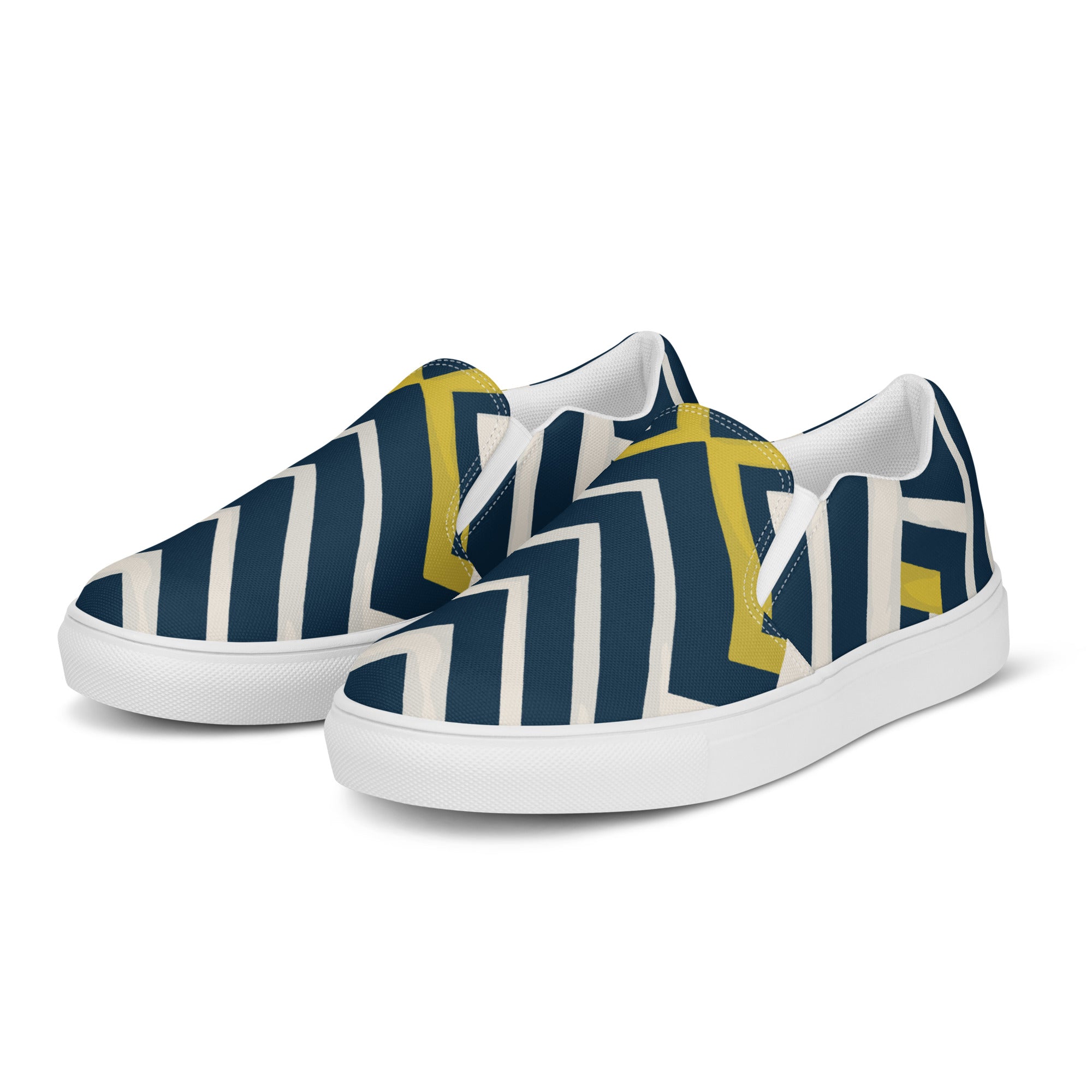 Yellow black stripes Women’s slip-on canvas shoes