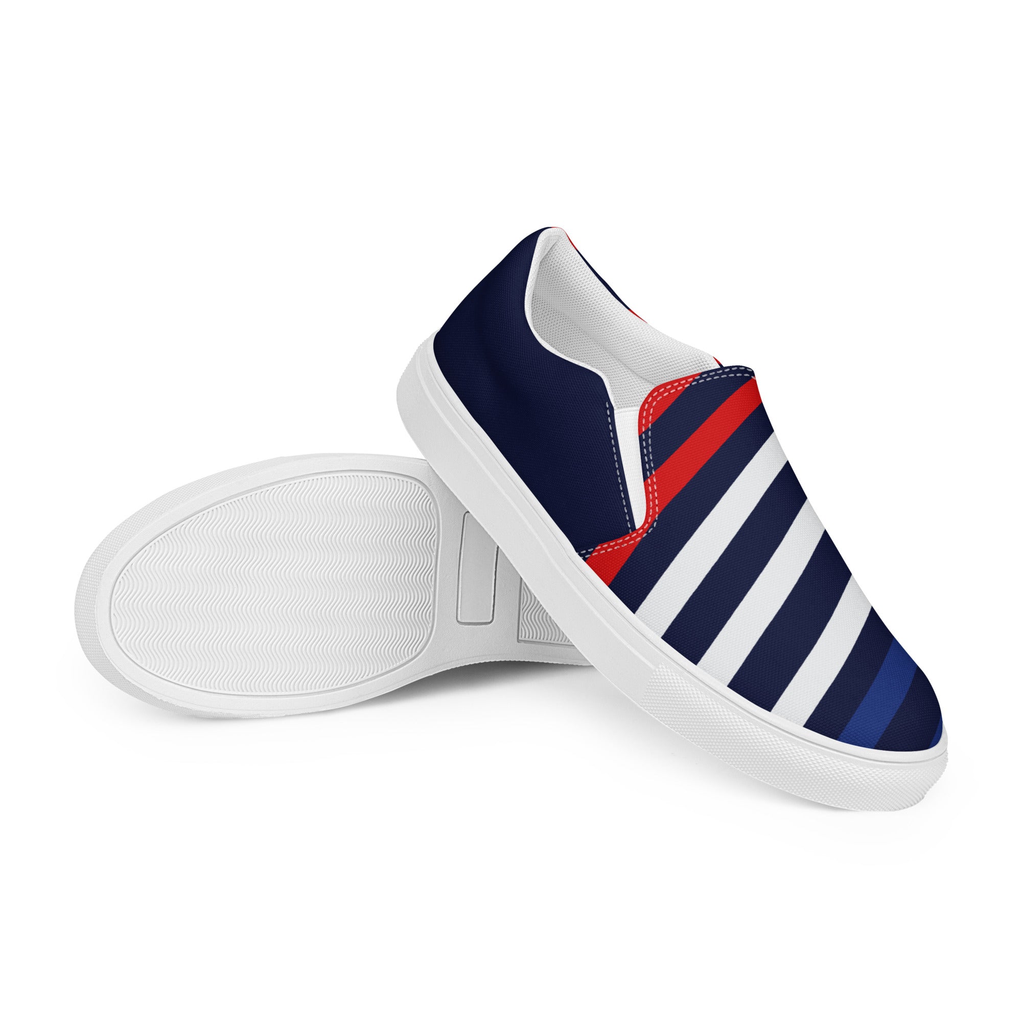 Red white stripes Women’s slip-on canvas shoes