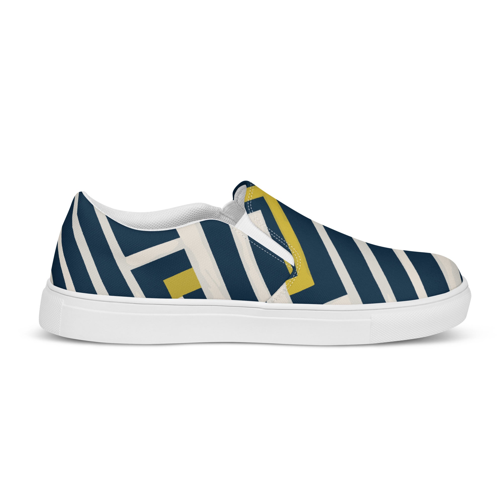 Yellow black stripes Women’s slip-on canvas shoes